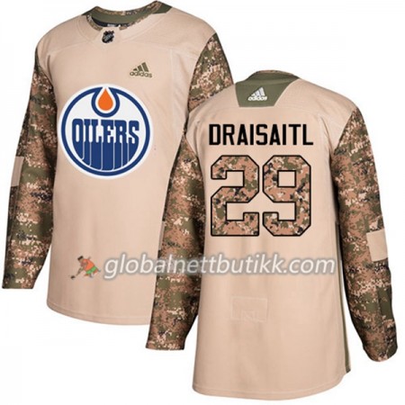 Edmonton Oilers Hockeydrakt Leon Draisaitl 29 2017-2018 Camo Veterans Day Practice Adidas Authentic - Herre